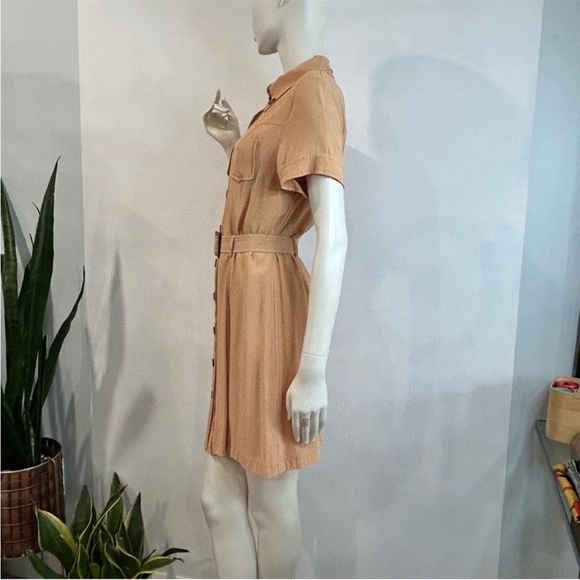 Vintage Crepe Safari Style Shirt Dress + Bonus Vintage Silk Scarf - Picture 6 of 15